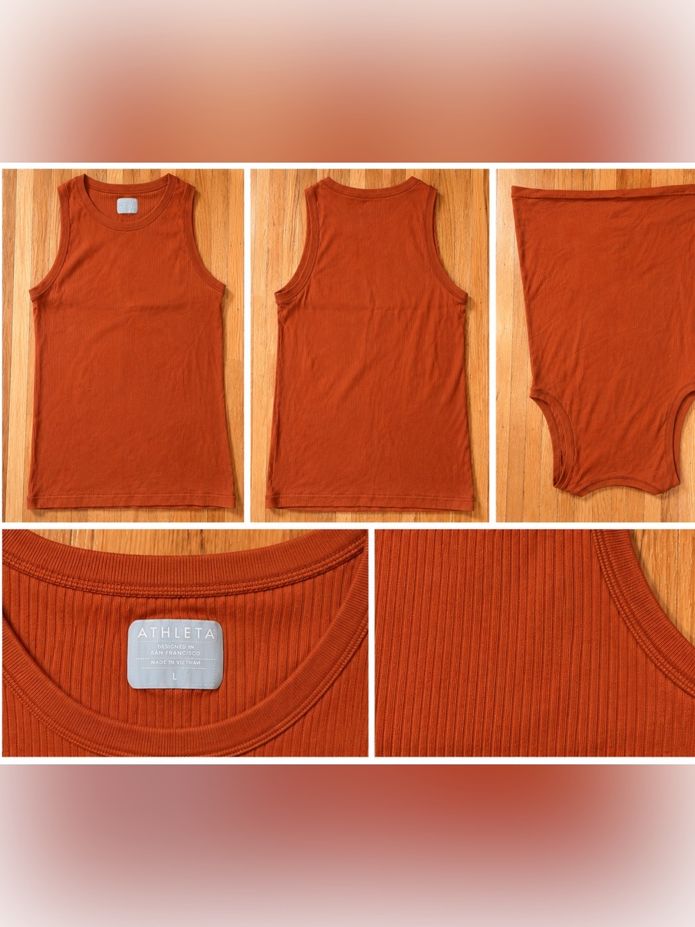 Athleta Ribbed Seamless Tank Top Burgundy Wine Rust color Sleeveless Size Large